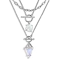 Moon Magic - Authentic Moonstone Earrings and Necklace Gift Set/Real 925 Sterling Silver - 18K Rose Gold Raw Crystal Moonstone Studs & Necklace for Women
