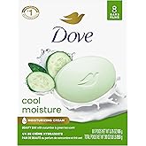 Dove Beauty Bar Soap Cool Moisture Cucumber & Green Tea Scent, 8 Bars for Refreshed Skin, Leaves Skin Refreshed 3.75 oz