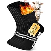 XINDUHUI Merino Wool Hiking Socks for Men Women, Thermal Winter Cushioned Wicking Crew Socks for Work Outdoors,Soft and Warm Socks 3 Pairs Black Wool Sock,XL