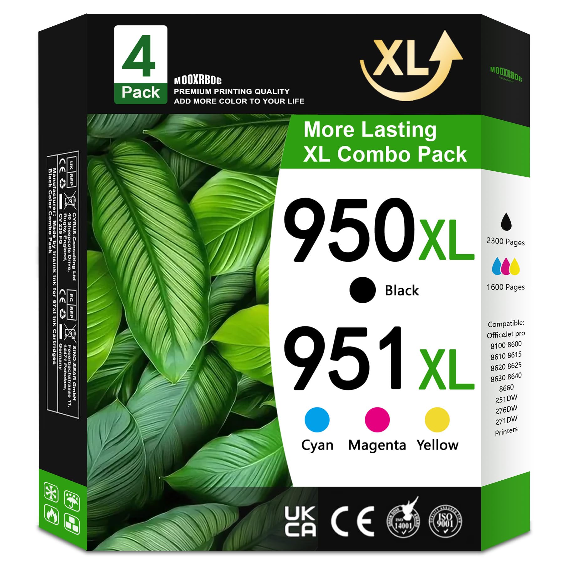 Photo 1 of 950XL and 951XL Ink Cartridges Combo Pack Replacement for HP Ink 950XL 951XL Combo Pack for Officejet Pro 8600 8610 8620 8100 Printers 4-Pack (Black/Cyan/Magenta/Yellow)