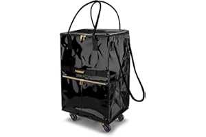 Reusable Grocery Bag on 5 Wheels, Foldable Rolling Tote Bag with Handle and Zipper Cover, Heavy Duty Shopping Cart for Laundr