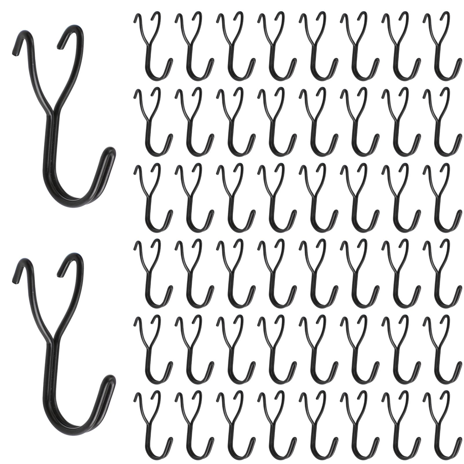MOROBOR Black Pegboard Hooks, 50pcs 25mm Stainless Steel Rustproof Wall Hooks for Hanging Towels Keys Hats Coats on Bathroom Kitchen Living Room