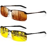 Tnnaiko Night Driving Glasses For Men Night Vision Glasses Anti Glare Glasses Anti Headlight Glare For Commute & Long Drives