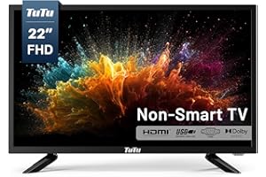 TuTu 22-inch LED TV, 1080P FHD Flat-Screen TV with Dolby Audio with HDMI, USB, VGA, RCA, Non-Smart TV or Monitor for Room, Ki
