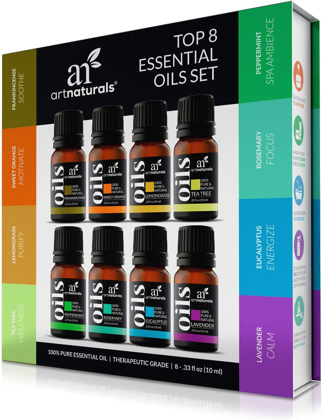 ArtNaturals Aromatherapy Essential Oil Set - (16 x 10ml Bottles) - 100% Pure of The Highest Therapeutic Grade Quality - Premium Gift Set – Lavender, Peppermint, Tea Tree, Eucalyptus: Health & Personal Care