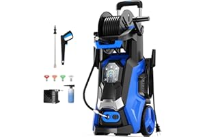 LE HAO TOOL Electric Pressure Washer 5000PSIMax 3.6GPM Power Washer Touch Screen Adjustable Pressure 4 Nozzles and 500ml Foam Cannon Power Washer Cleaning for Car Blue