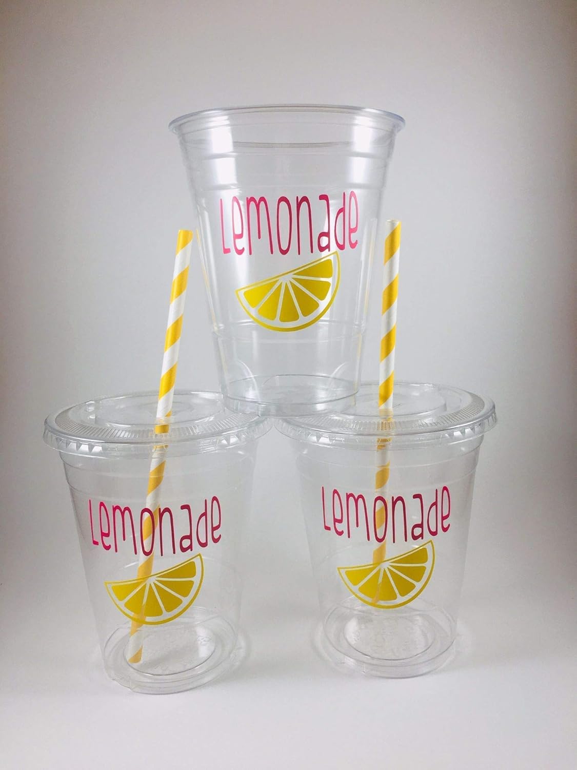 Lemonade Party Cups Birthday Set of 12 Disposable Lids and