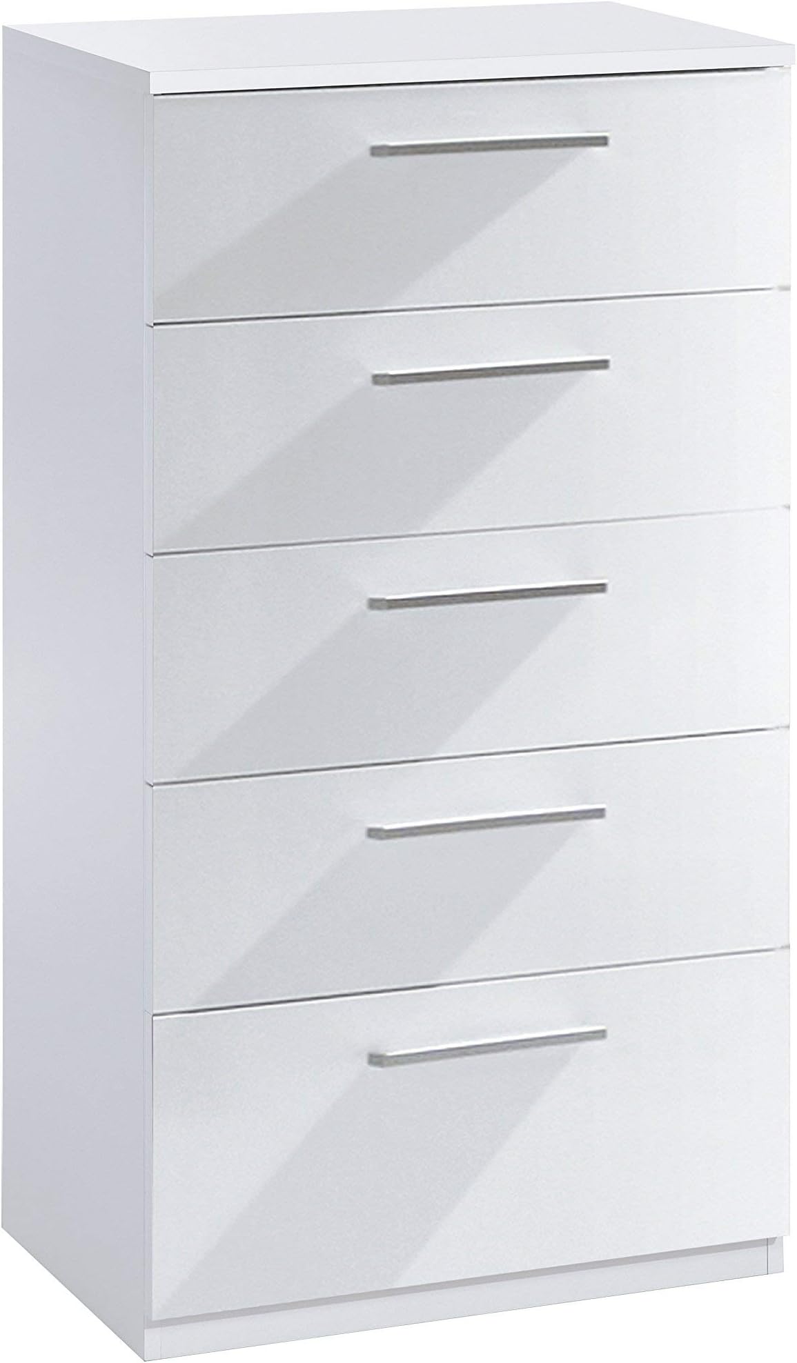 Links – Winter C8 Chest 5 Drawers. Dim. 60 x 38 x 109H cm. Melamine. White + Wenge.