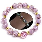 Sakinre Glow in the Dark Glass Bead Bracelets for Women Elastic Bracelet 10MM Luminous Healing Crystal Beaded Bracelet Jewelry Gift