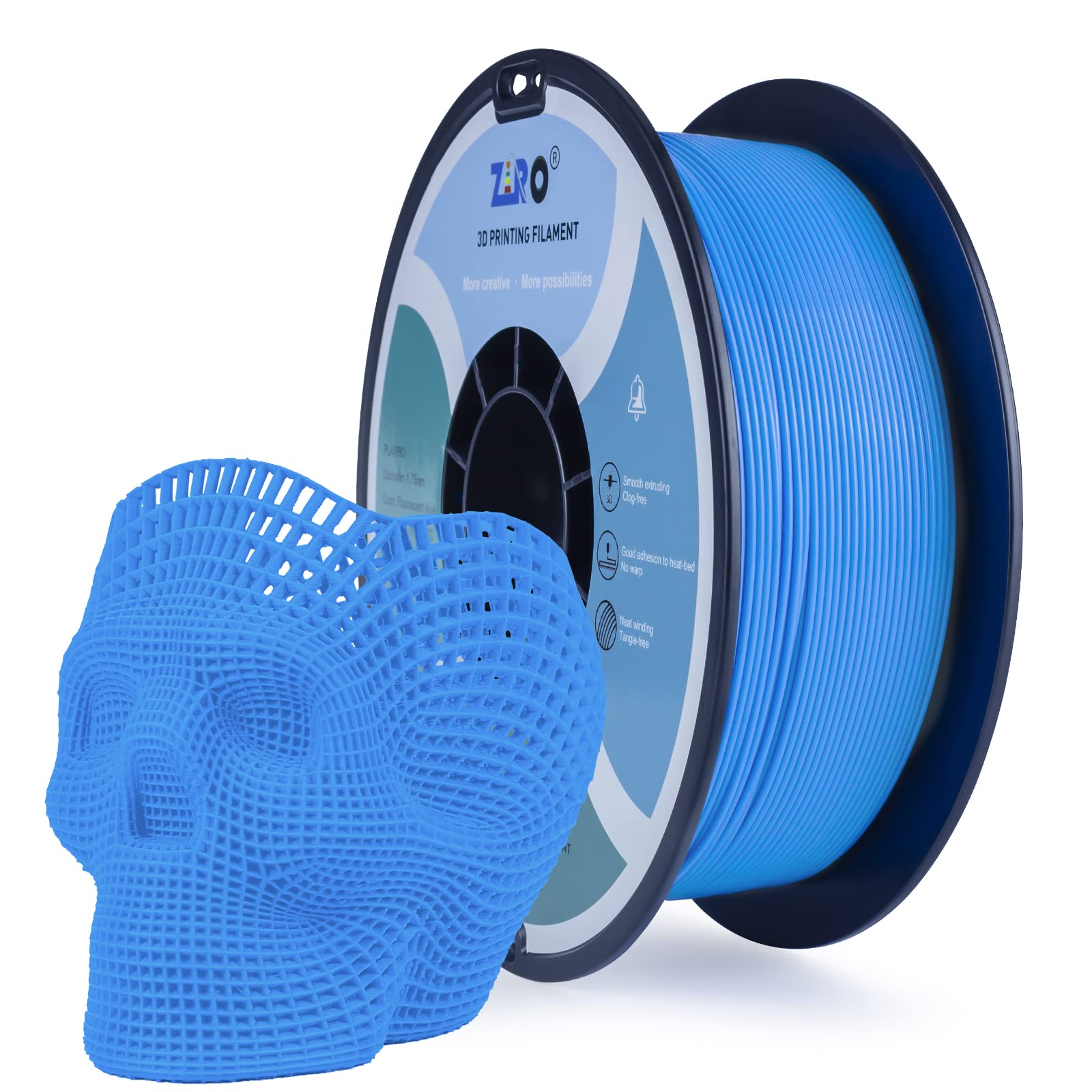 ZIRO PLA Filament 1.75mm, 3D Printer Filament PLA Fluorescence Series 1.75mm 1kg (2.2lbs), Dimensional Accuracy +/- 0.03mm, Fluo Blue