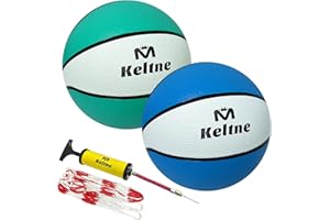 Keltne 9 Inch Water Basketball 2PCS, Size 6 - Rubber Pool Basketballs with Air Pump & Net for Swimming Pools Basketball Hoops