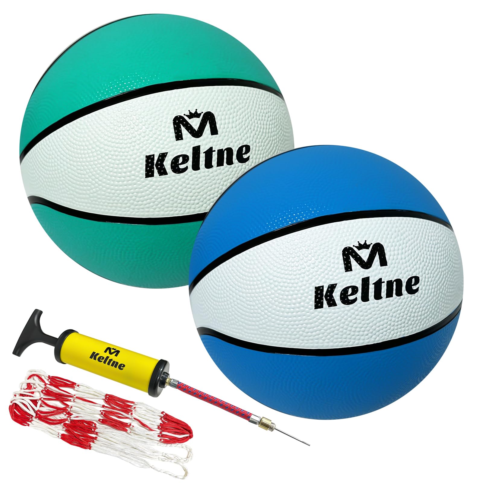 Photo 1 of Keltne 9 Inch Water Basketball 2PCS, Size 6 - Rubber Pool Basketballs with Air Pump & Net for Swimming Pools Basketball Hoops