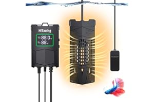 HiTauing Aquarium Heater 300W/500W/800W/1000W, Fish Tank Heater with Smart IC Chip & PID System Controller, Independent Temp Sensing Probe, Accurate Temp Control Heater for Saltwater and Freshwater
