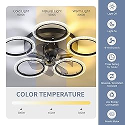 KINGTORO 30IN Flush Mount Ceiling Fans with Lights