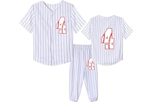 Icibgds Toddler Baseball Stripe Shirt and Pants Set Boys 2nd 3rd 4th Birthady Shirts Birthady Baseball Jersey
