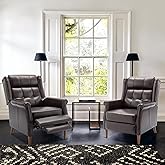 COLAMY Pushback Faux Leather Recliner Chair Button Tufted Armchair, Mid Century Modern Pushback Recliner Chair for Living Roo