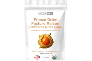 BUY THE CRAVE Freeze Dried Powdered Dried Eggs, Grade A Eggs, Grass Fed Pasture Raised, 41 Servings, MRE Food Supply, Camping Essentials, Emergency Food Supply, 16 OZ (16 OZ)