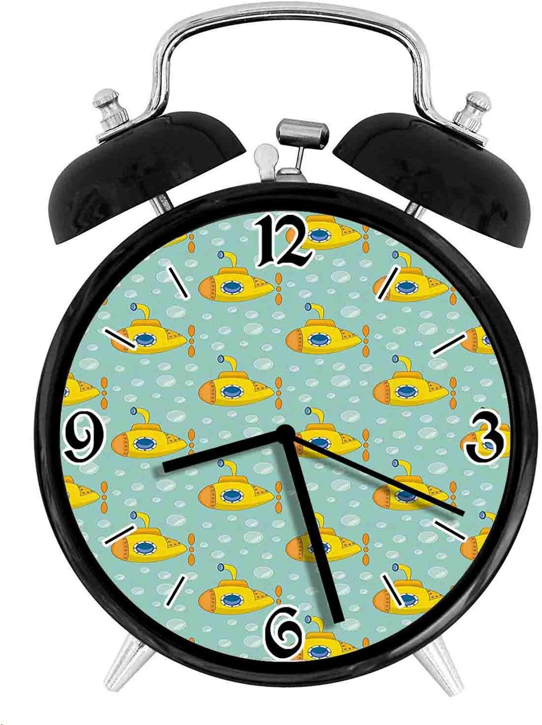 Amazon Co Jp 潜水艦と泡の航海デザインイラストレトロなスタイルのスタイリッシュな目覚まし時計 直径9 5 Cm ホーム キッチン