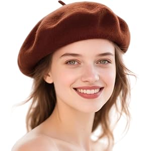 UIBGPU Wool French Beret Hats for Women Classic Winter Beanie Cap | Parisian Beret Hat for Men & Women, Solid Color, One Size