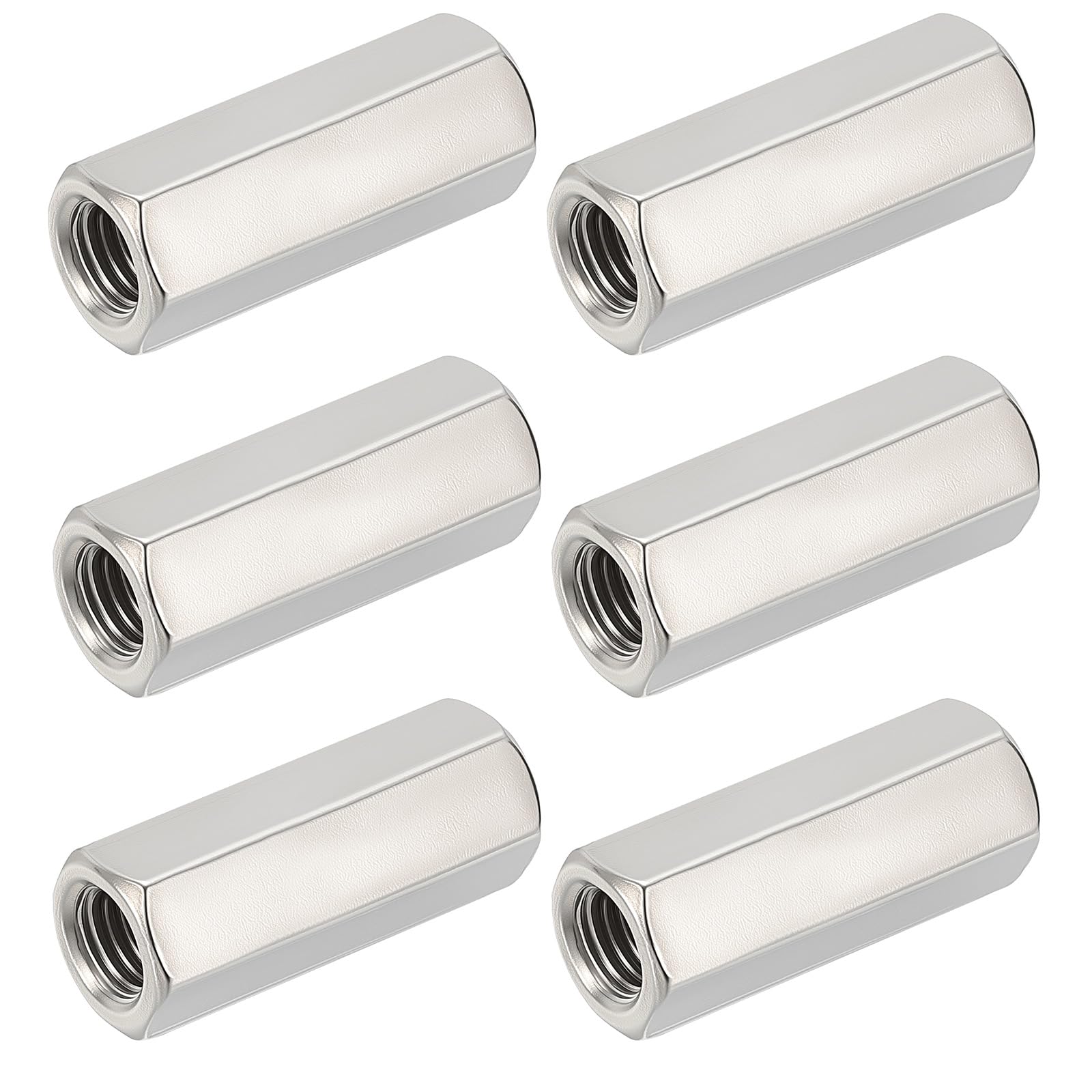 HiPicco Hex Coupling Nuts, 1/2-13 UNC 50mm/1.97" Length, 6 Pack 304 Stainless Steel Rod Coupling Nut for Threaded Rods & Studs