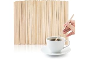 WISYOK 500 PCS Coffee Stirrers, 7 Inch Premium Birch Wood Sticks, Smooth Round Ends, Splinter-Free Disposable Stir Sticks for Coffee, Cocktails, Office, Home Use