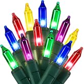 Watereem Multicolor Christmas String Lights, 100 Count, Incandescent Mini Christmas Lights, Connectable Xmas Tree Light for Indoor Outdoor Garland Birthday Holiday Wedding Festival Party