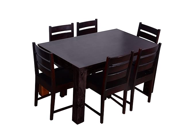 Ringabell Modish Solid Wood Six Seater Dining Table (Mahogany Finish)