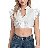 Mukum Women German Dirndl Blouse Bavarian Oktoberfest Costume White Dirndl Shirts for Women