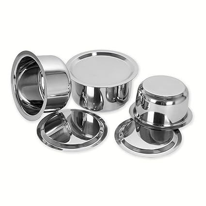 Sumeet 3 Pcs Stainless Steel Induction & Gas Stove Friendly Container Set / Tope / Cookware Set With Lids Size No.10 To No.12
