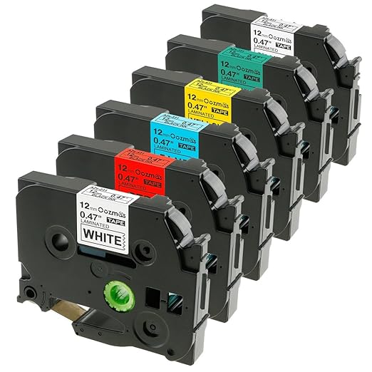 6Pack Compatible with Brother Label Tape 12mm，for Brother Ptouch PT