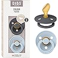 BIBS Pacifiers 6-18 Months | 2-Pack Soothers | Anatomical Nipple | BPA-Free Natural Rubber | Made in Denmark | Iron/Baby Blue Colour Pacifier