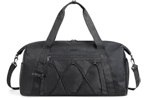BAGSMART Small Gym Bag With Shoe Compartment & Wet Pocket, Lightweight Sports Travel Duffel, Carry On Weekender Overnight, Water Resistant Sports Gym Tote for Swimming Yoga, Black