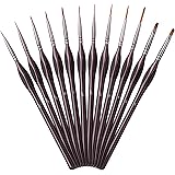 Amazon Basics Detail Paint Brush Set Multi-shaped Nylon Paint Brushes for for Acrylic, Oil, Watercolor, Gouache, 12-Piece