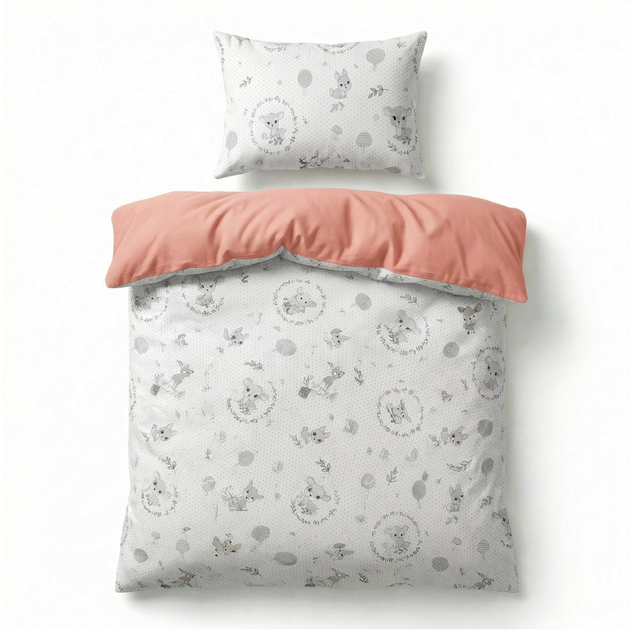 BABYSAFE Baby Cot Bed Duvet Cover Set Girls 120 X 90 with Toddler Pillowcase 40x60 Cm 100% Cotton - Toddler Duvet Cover Set in 100% Oeko-Tex Certified Cotton - Made in Europe