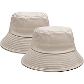 PFFY 2 Packs Bucket Hat for Women Men Cotton Hats Sun Beach Fishing Cap