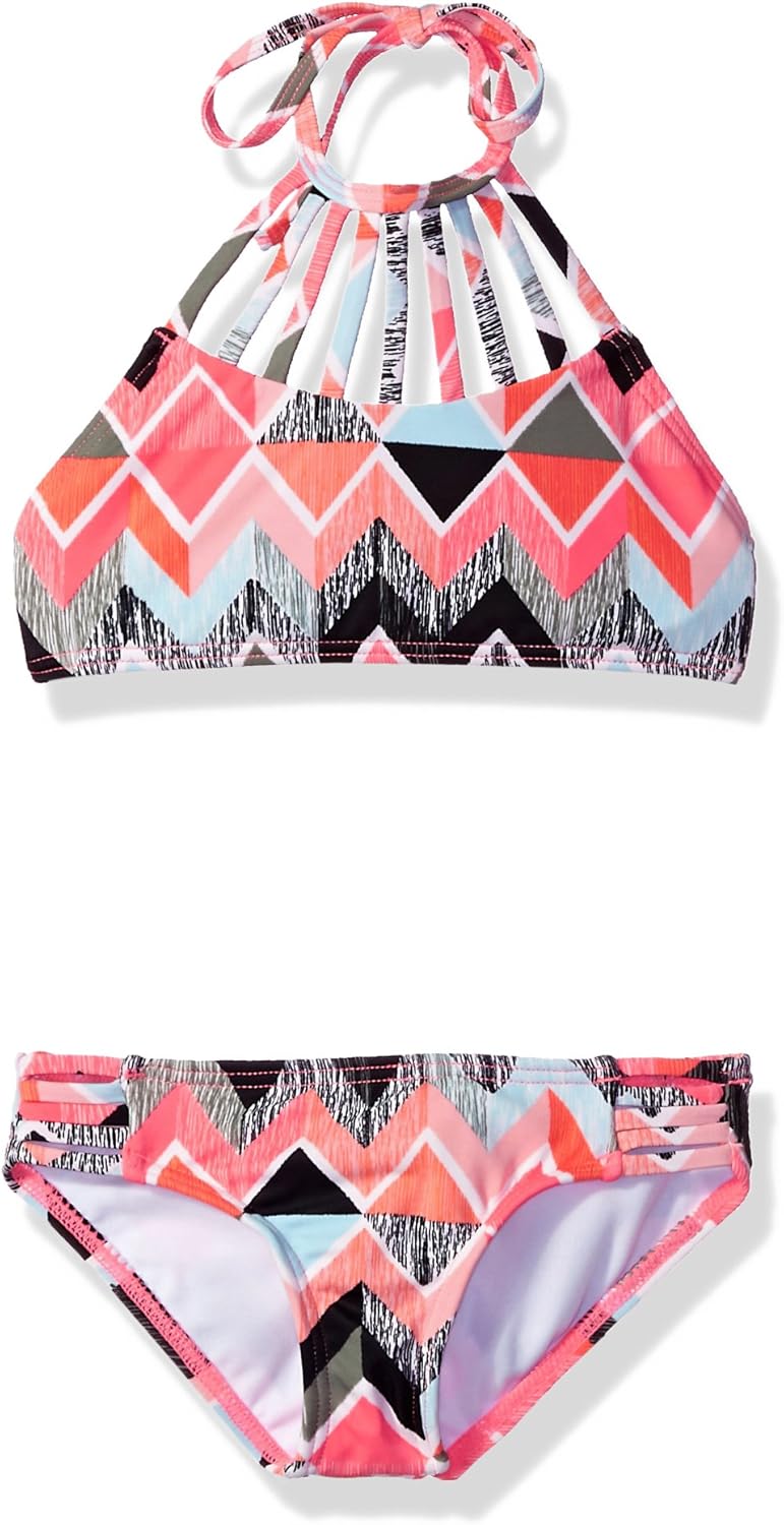 Billabong Girls' Little Zigginz High Neck Two Piece