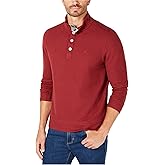 Tommy Bahama Mens Cold Springs Mock-Collar Henley Sweater, Red, Small