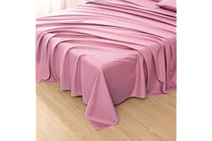 Toodou Silky Soft and Luxurious Pink Twin Flat Sheet - Most Comfortable Wrinkle Resistant Microfiber Bed Sheet - Exceptionall