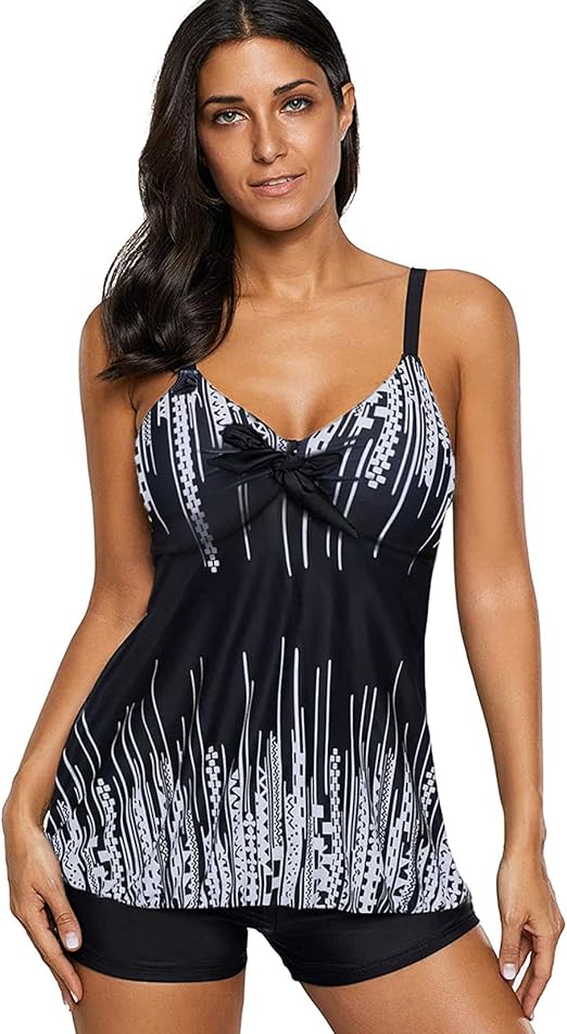 IUYJVR Raffung Bauchweg Tankini Mit Boyshorts Zweiteiliges Entspannt