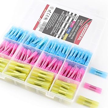 250Pcs Conectores De Alambre De Soldadura Sello Calor Shrink Conectores a tope Impermeable Empalme