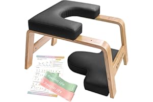 Restrial Life Yoga Headstand Bench- Stand Yoga Chair for Family, Gym - Wood and PU Pads - Relieve Fatigue and Build Up Body (