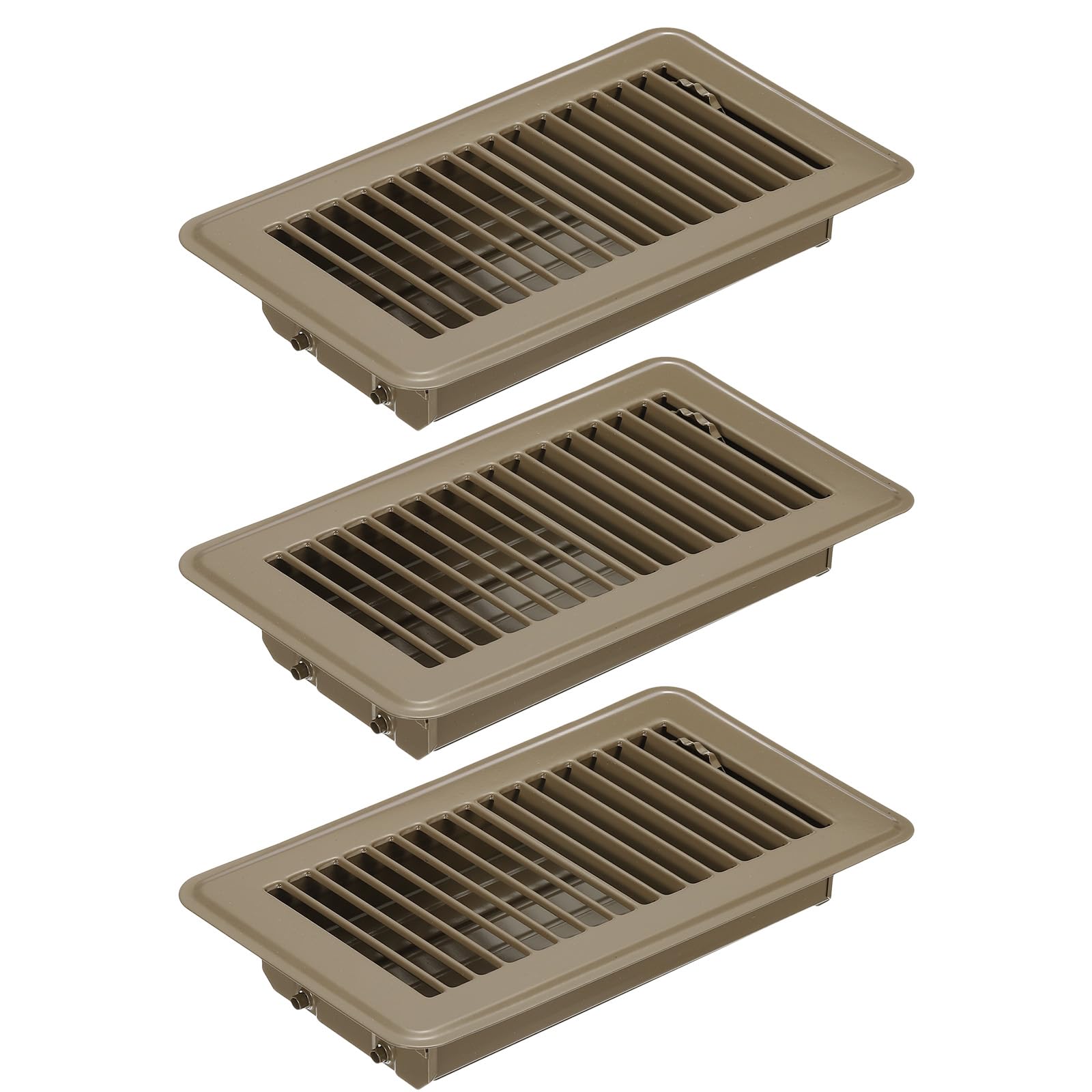 PATIKIL 8 x 4 Inch Floor Register, 3pcs Heavy Duty Air Vent Cover Steel Adjustable Decor Vents Easy Adjust Floor Grates for Sidewall Home Office, Brown