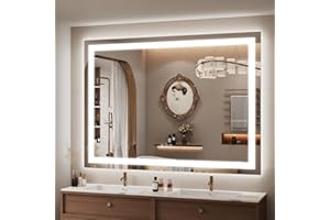 CHARMOR 60x40 LED Bathroom Mirror, Large Dimmable Vanity Mirror with Lights, Anti-Fog, Shatterproof, Memory, 3 Colors, ETL Listed (Backlit and Front Lighted)