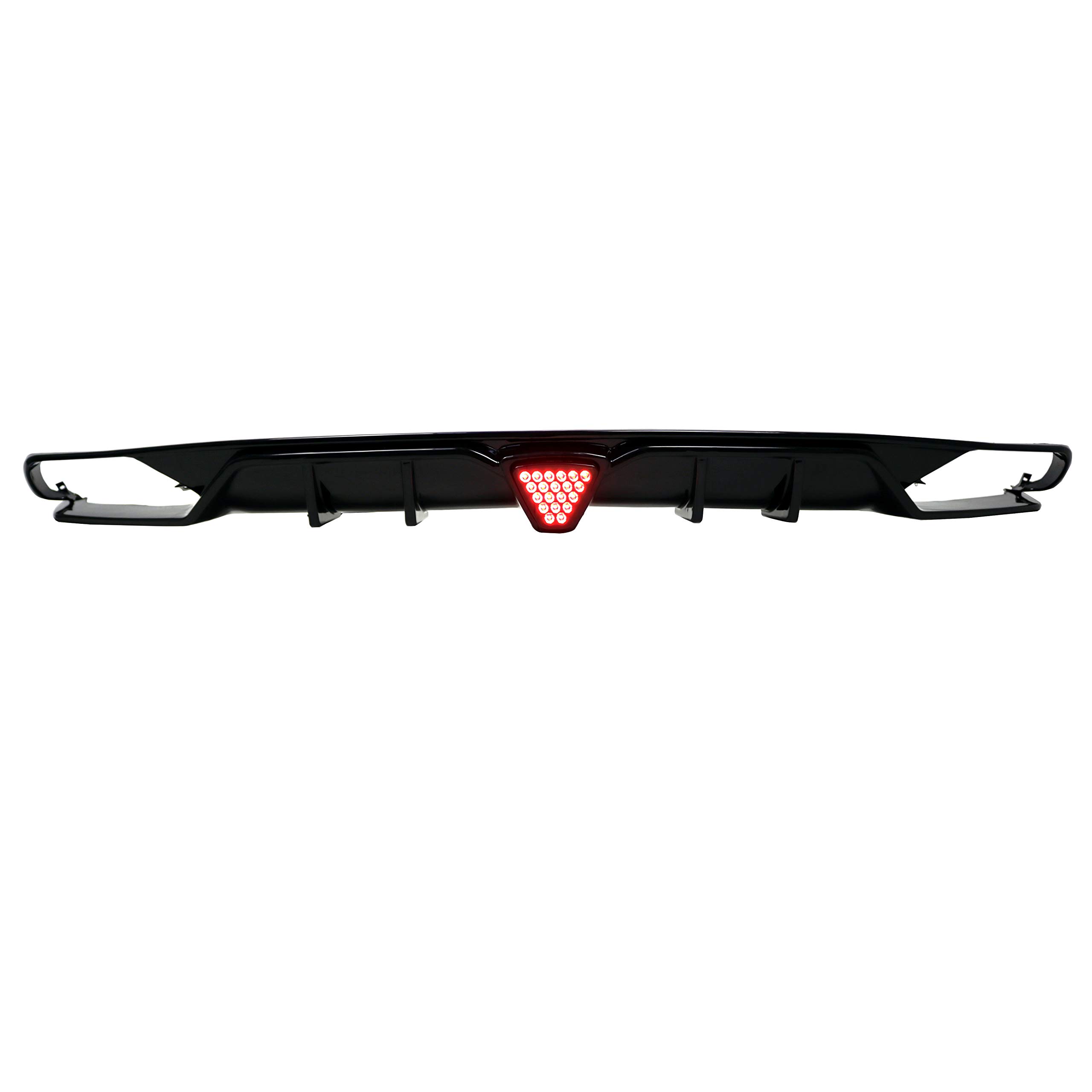 ECP-AUTOTEILE fit for 18-21 Accord X CV1 CV2 Sedan(Sport&Touring),22 Hybrid Rear Deep Fin LED Brake Diffuser,High-gloss Blacked Out,T10 V2(Upgraded Harness Kit Included)