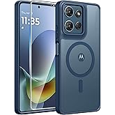 FNTCASE for Moto G 2026/2025 Case: Motorola Moto G Play 5G 2026 Case [Compatible with Magsafe] Translucent Matte Cases with [Screen Protector] Military Grade Shockproof Protective Phone Cover -Blue