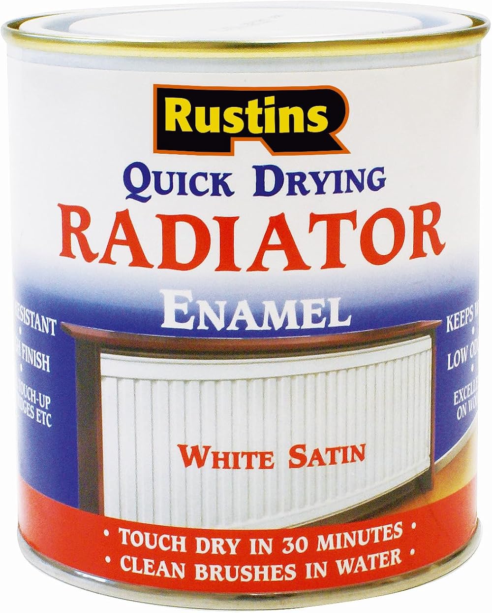Rustins Quick Dry Radiator Enamel Satin 500ml White Finish