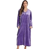 Just Love Stretch Velour Embroidered Zipper Lounger Robe for Women with Pockets