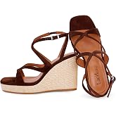 LACIKOSZ Gold Wedge Sandals for Women Raffia Platform Open Toe Ankle Strap