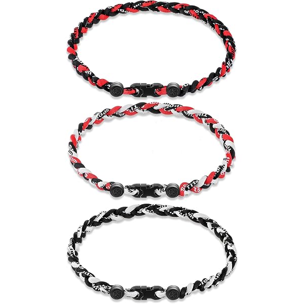 thumbnail image 2 of Twisted Titanium Sport Necklace – Black & Pink Rope Design – Baseball / Tornado Style 2 of 3