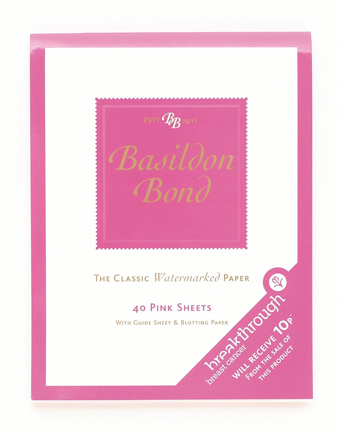 Basildon Bond Pink Writing Paper Pad 178x137mm Premium Watermarked Paper 40 Sheets - Pack of 6